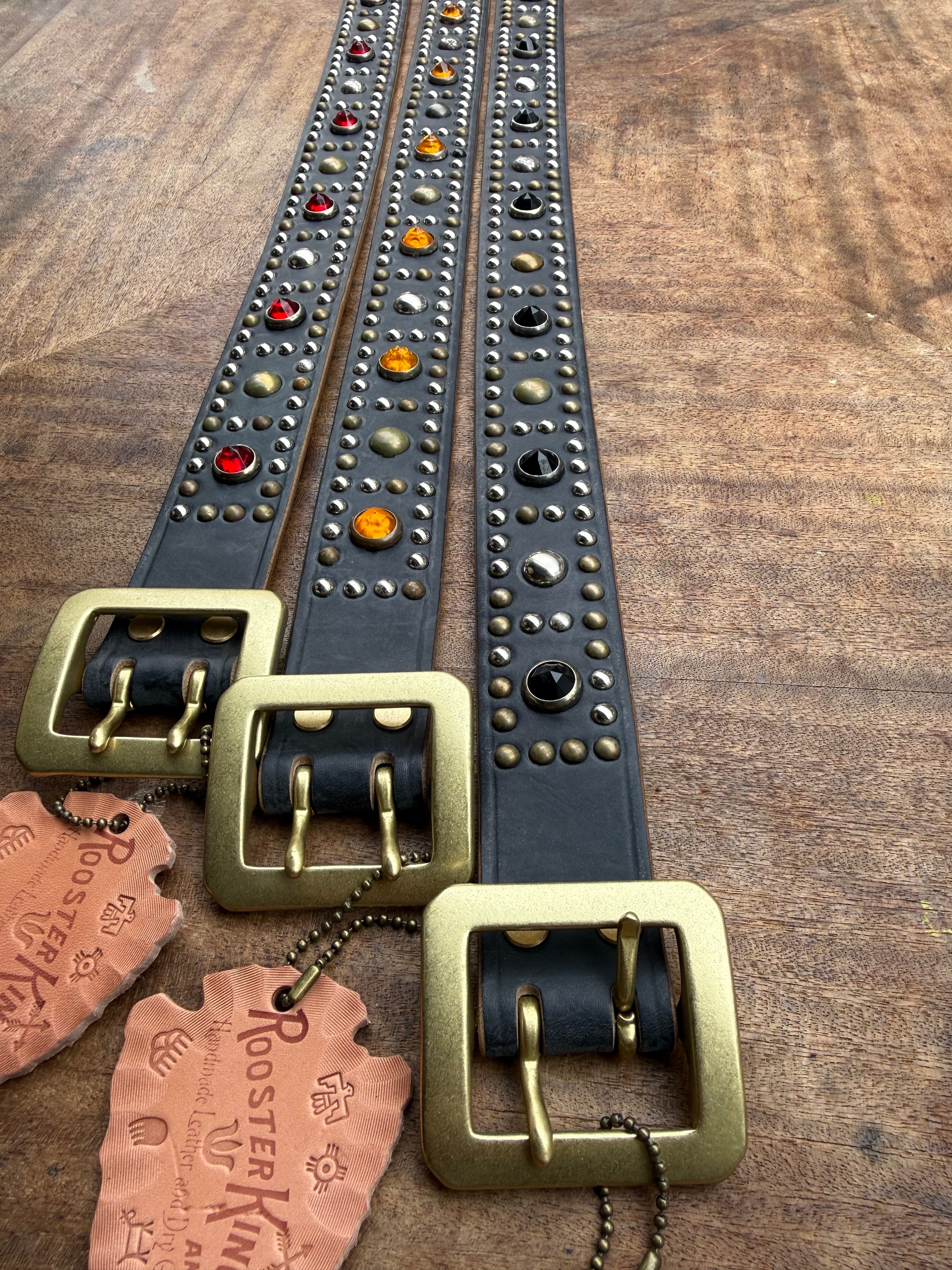 RoosterKing × BaaCostume,mfg × Horween "DOUBLE PIN FULL ROUND STUD BELT LIMITED EDITION"