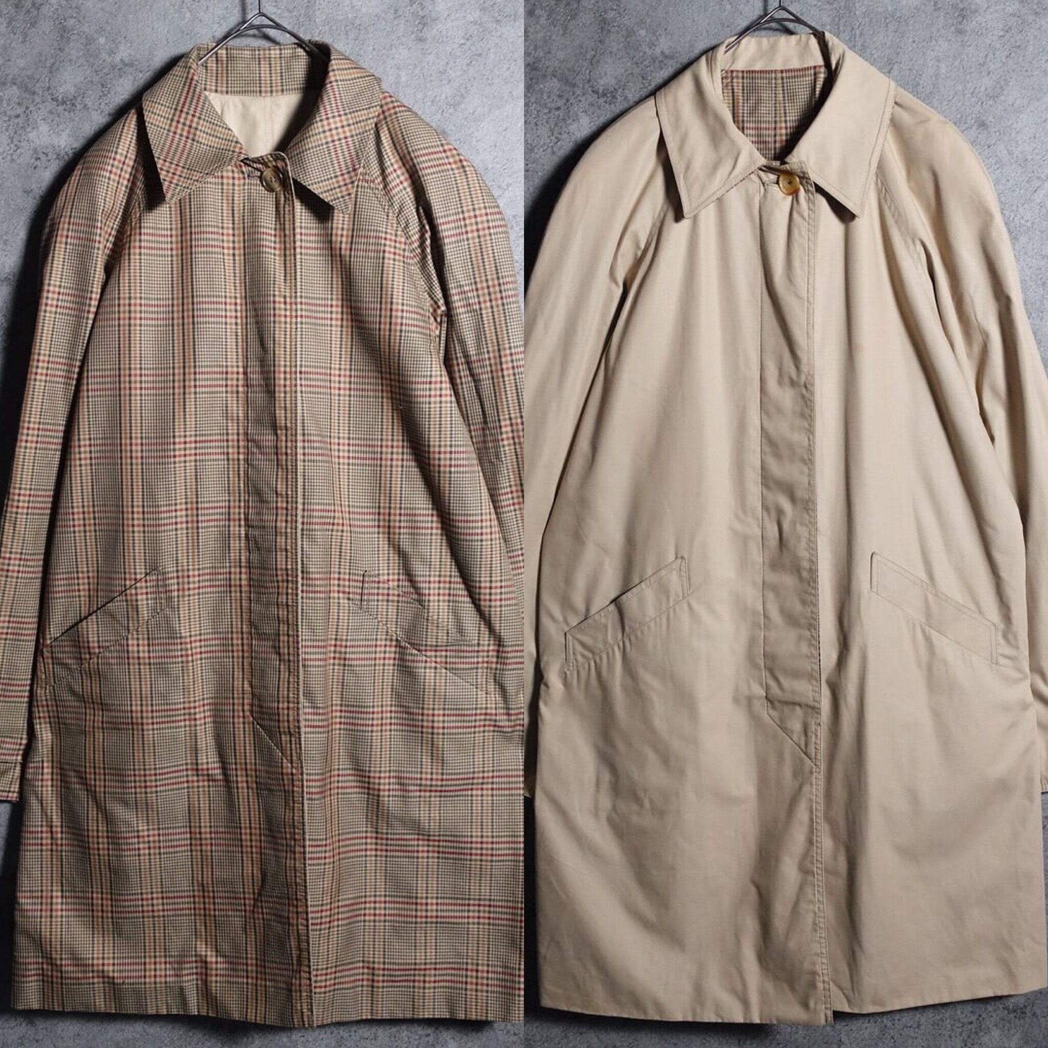"Aquascutum" beige & check reversible Balmachan coat