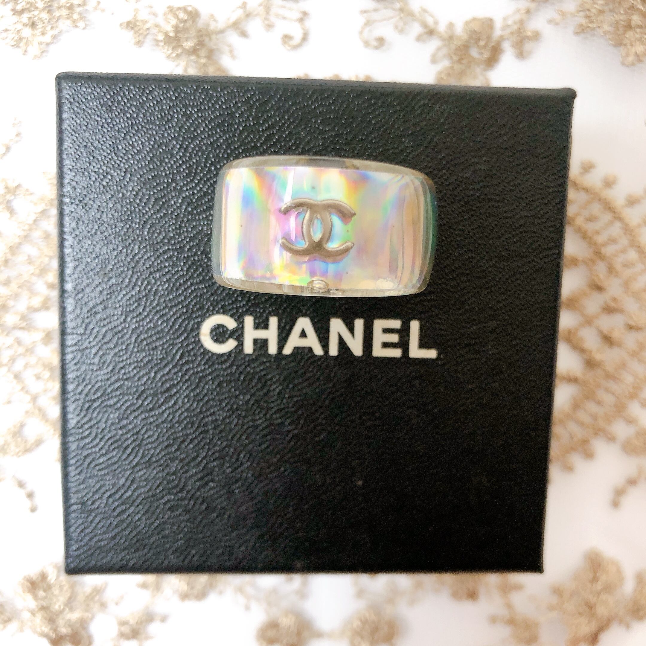 Used】CHANEL ココマーク オーロラ プラスチックリング 指輪