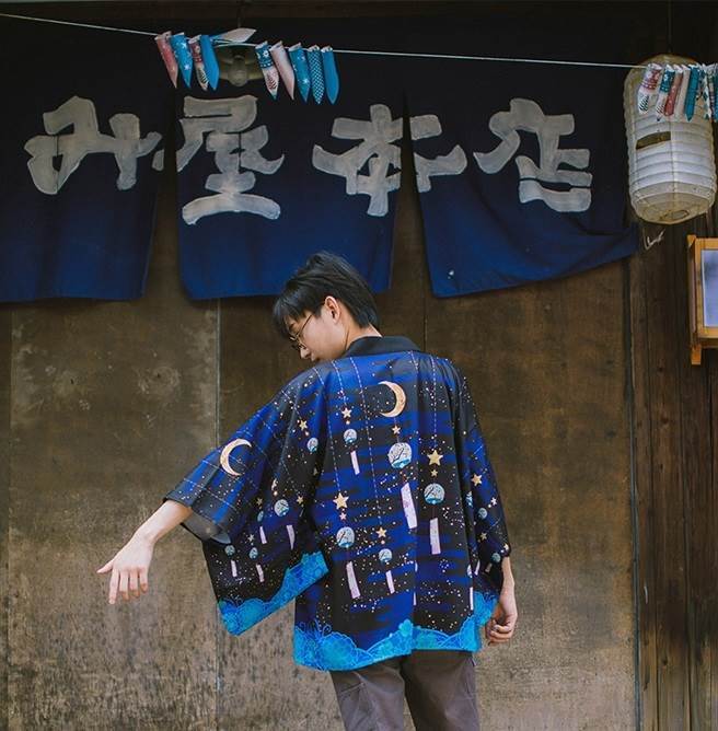 和柄 羽織 和風 法被 ハッピ アウター カーディガン ガウン ミディアム