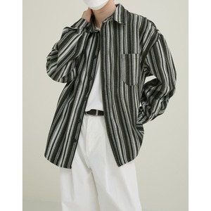 stripe pattern oversized relax shirt mr0173