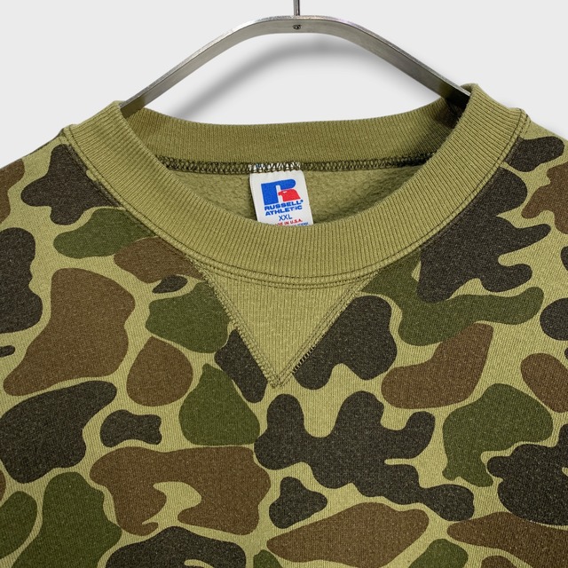 90s USA ラッセル  迷彩柄スウェット ダックハンターカモ XXL レア