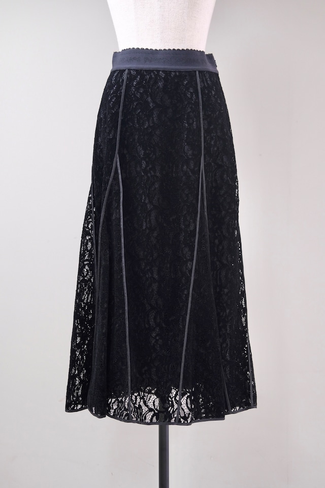 【FETICO】FLOCKED LACE FLARED SKIRT