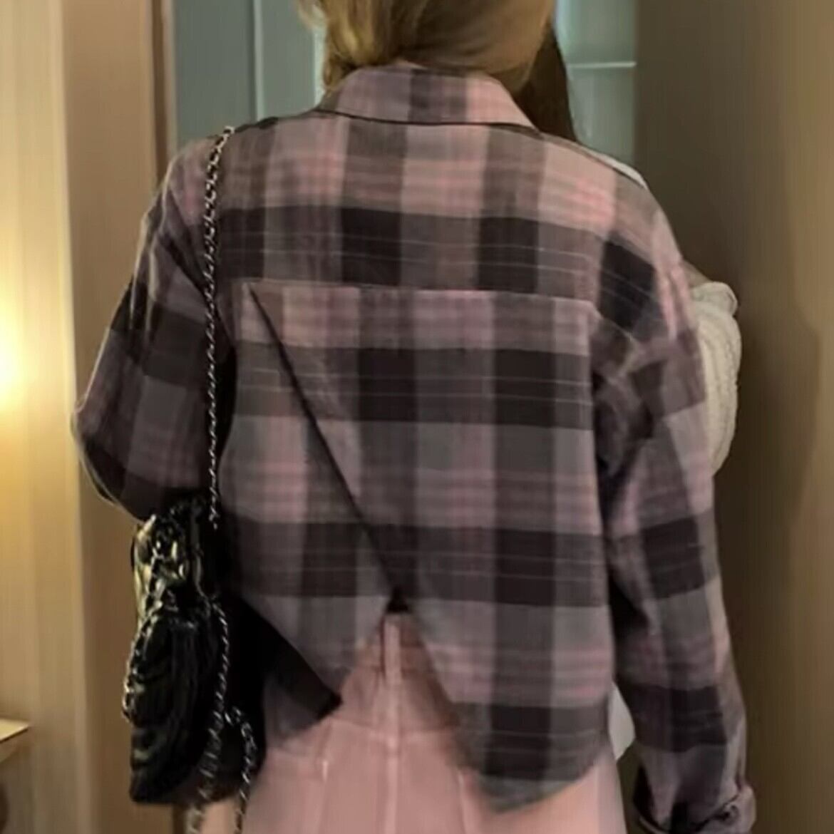 ブロックチェッククロップドシャツ