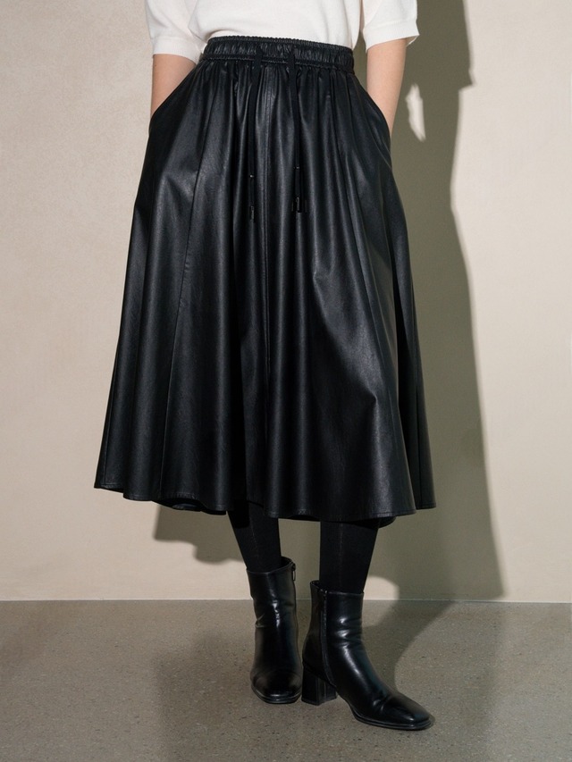 Faux Leather Flare Skirt