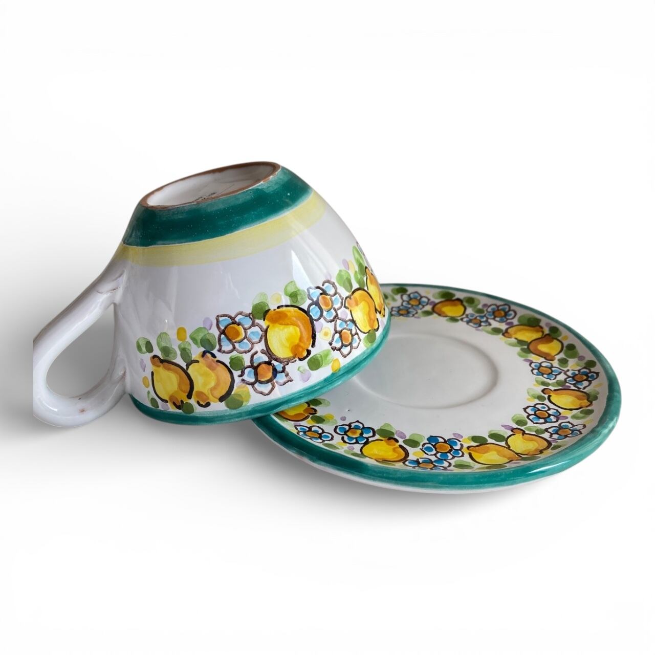 カップ＆ソーサー TAZ027 マヨリカ焼き イタリア陶器 レモン柄 ティー