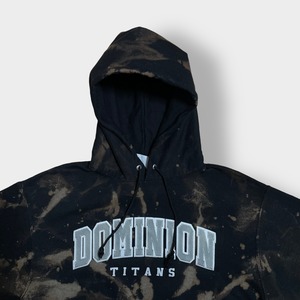 champion タイダイ柄 DOMINION TITANS ドミニオン高校 刺繍ロゴ パーカー プルオーバー スウェット フーディー チャンピオン M us古着