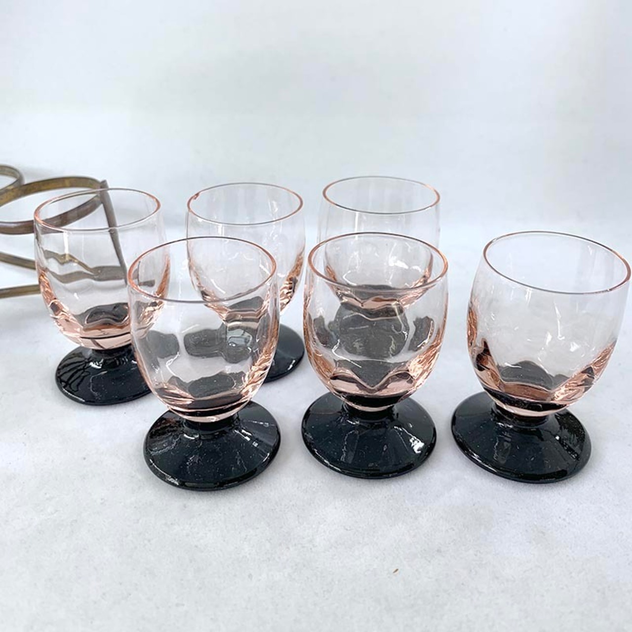 リキュールセット　ショットグラス　ホルダーセット　ピンクガラス 18twa35