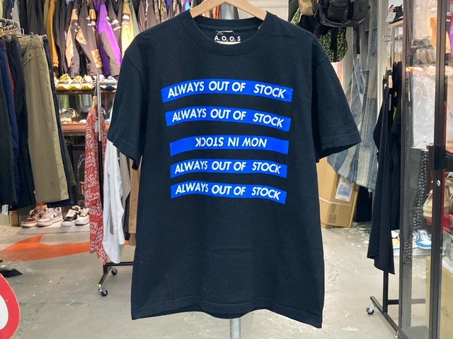 ALWAYS OUT OF STOCK AOOS TAPE LOGO TEE BLACK LARGE 05837
