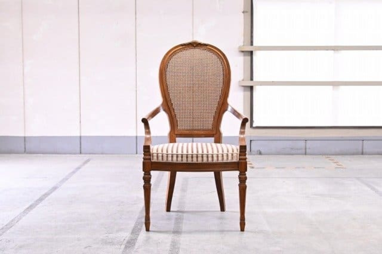 DREXEL HERITAGE 33万「Cameo Classics/キャメオクラシックス」チェアa マホガニー材 アーム ラタン ダイニング ドレクセルヘリテイジ【中古家具/中古インテリア/USED家具ユーズド家具/リサイクル】