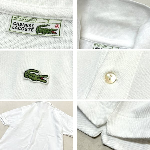 1点物◇フランス製ラコステLACOSTE白ワニ半袖ポロシャツ古着3メンズML