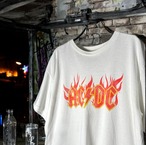AC/DC Band Tee White フレイムロゴ　バンドTシャツ　白