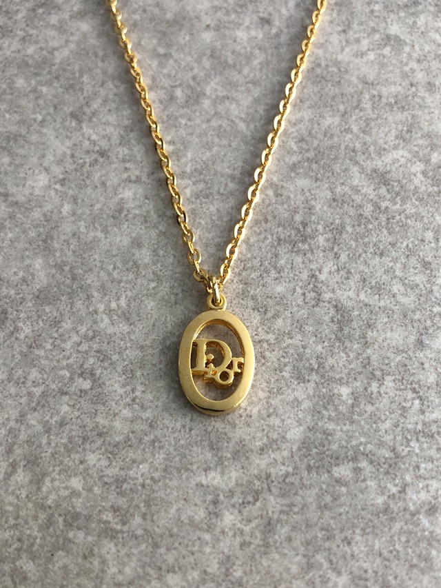 Christian Dior クリスチャン ディオール ネックレス ゴールド DIORロゴ オーバル vintage ヴィンテージ オールド nkmv6n