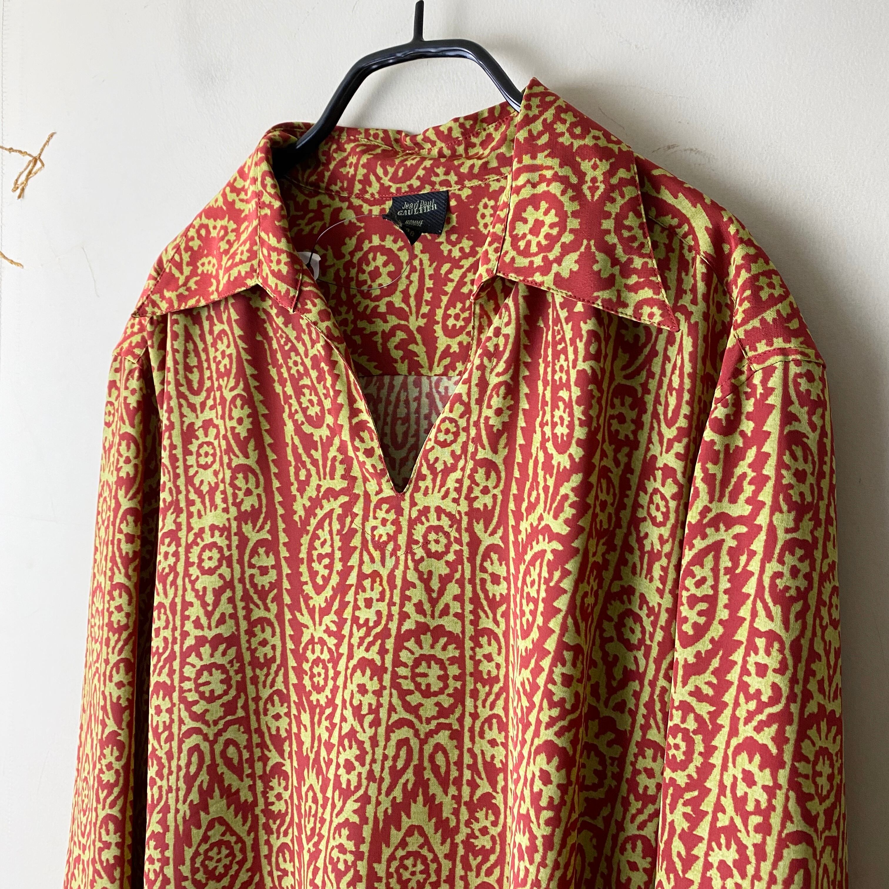 JEAN PAUL GAULTIER HOMME arabesque pattern pullover shirt | NOIR