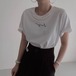Tシャツ きれいめ レディース トップス パールネックレス カジュアル 大人 きれいめ ロゴ ラウンドネック シンプル 半袖 細身 白 黒 ybh1565