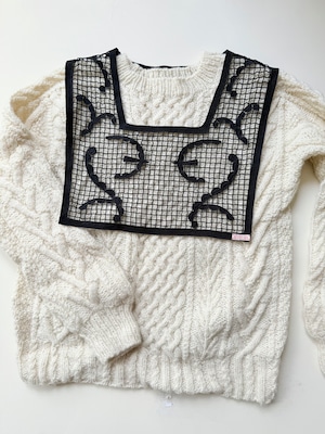 ブラック)つけ襟レースベスト