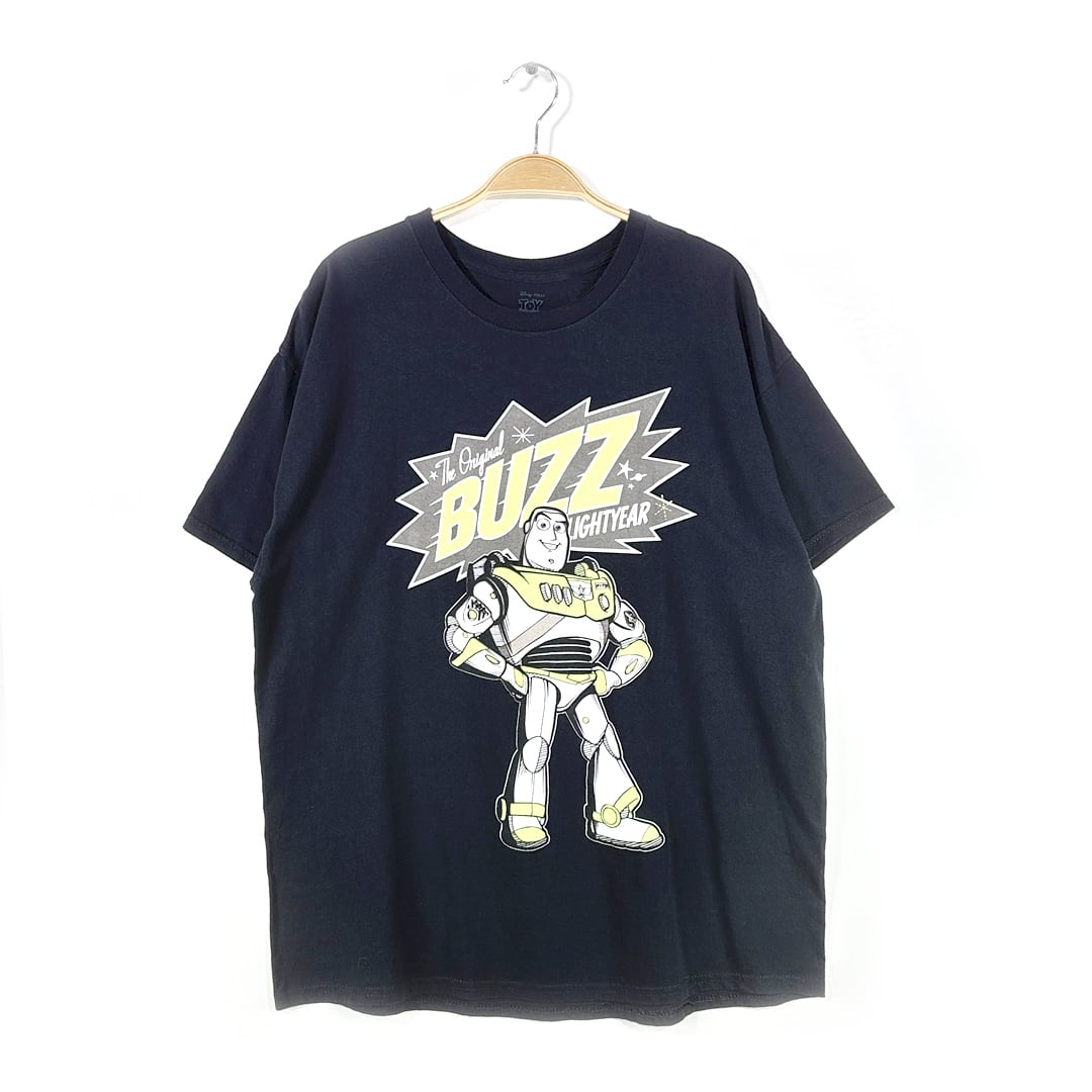 トイストーリー バズライトイヤー Tシャツ ブラック ギルダン ディズニー TOY STORY BUZZ LIGHTYEAR メンズXL 古着 @BB0776