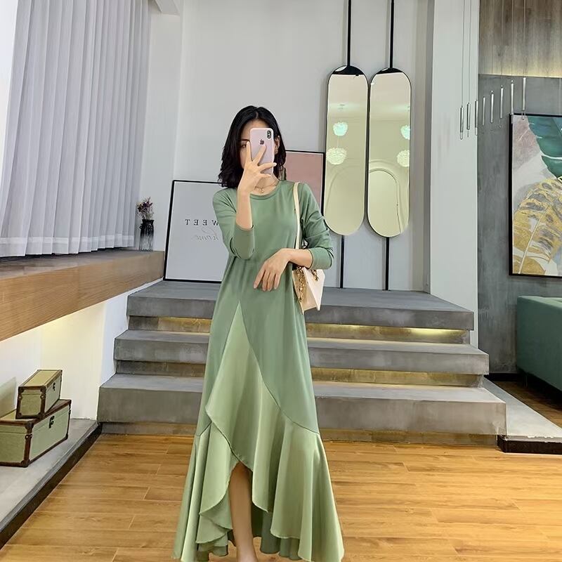 フリル切り替えデザインワンピース　AJ22240-083