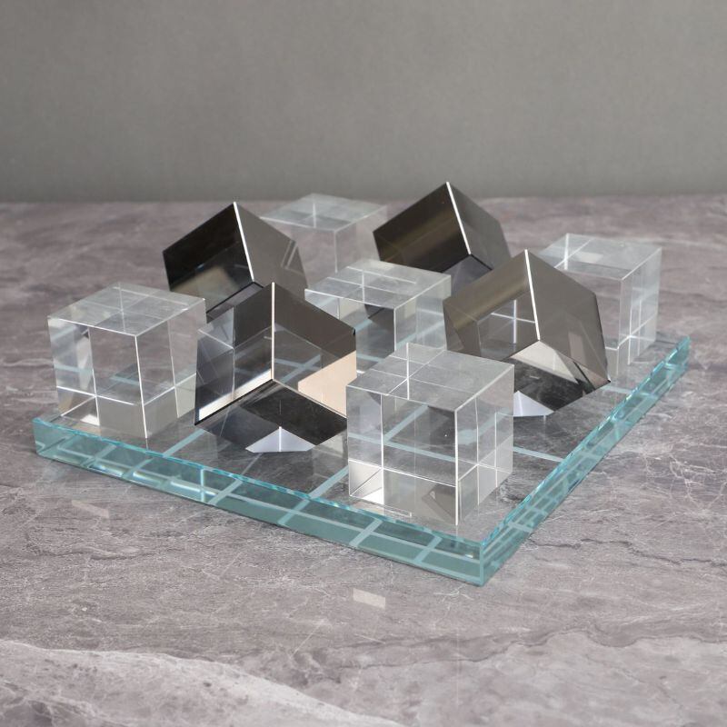 インテリアオブジェ クリスタルキューブ ミラーオブジェ モダンアート