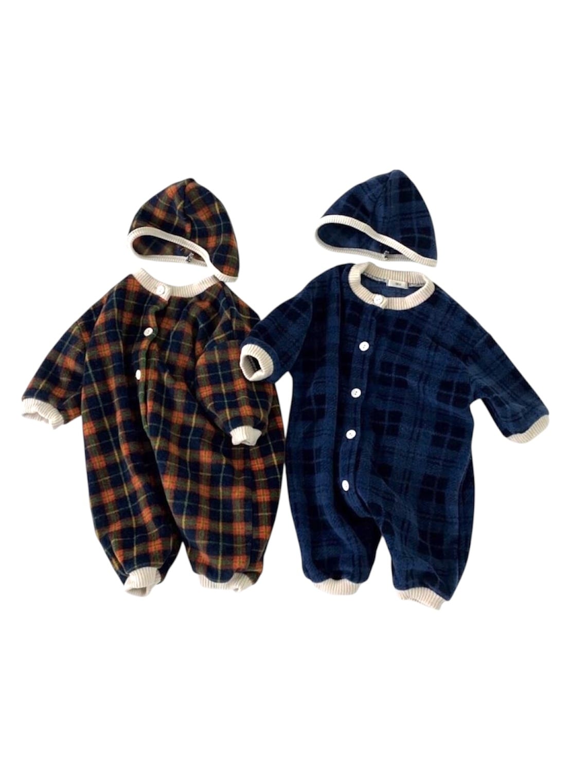 check pattern rompers set