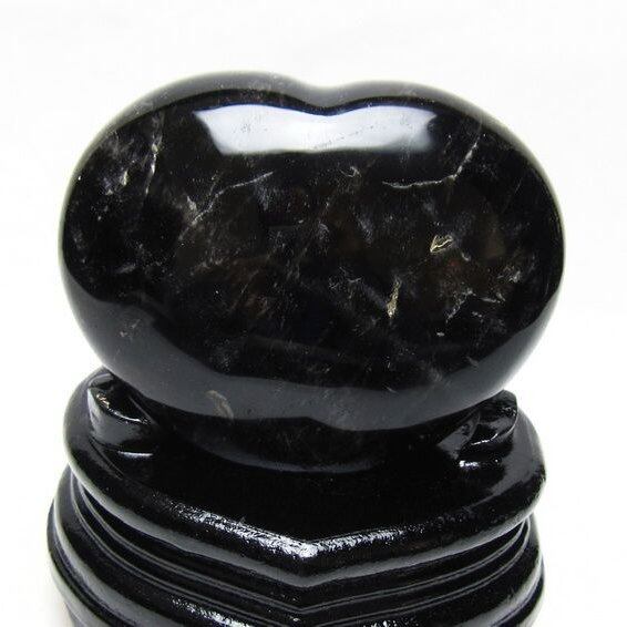 黒水晶 置物 モリオン ハート 台座付属 一点物 155-1114