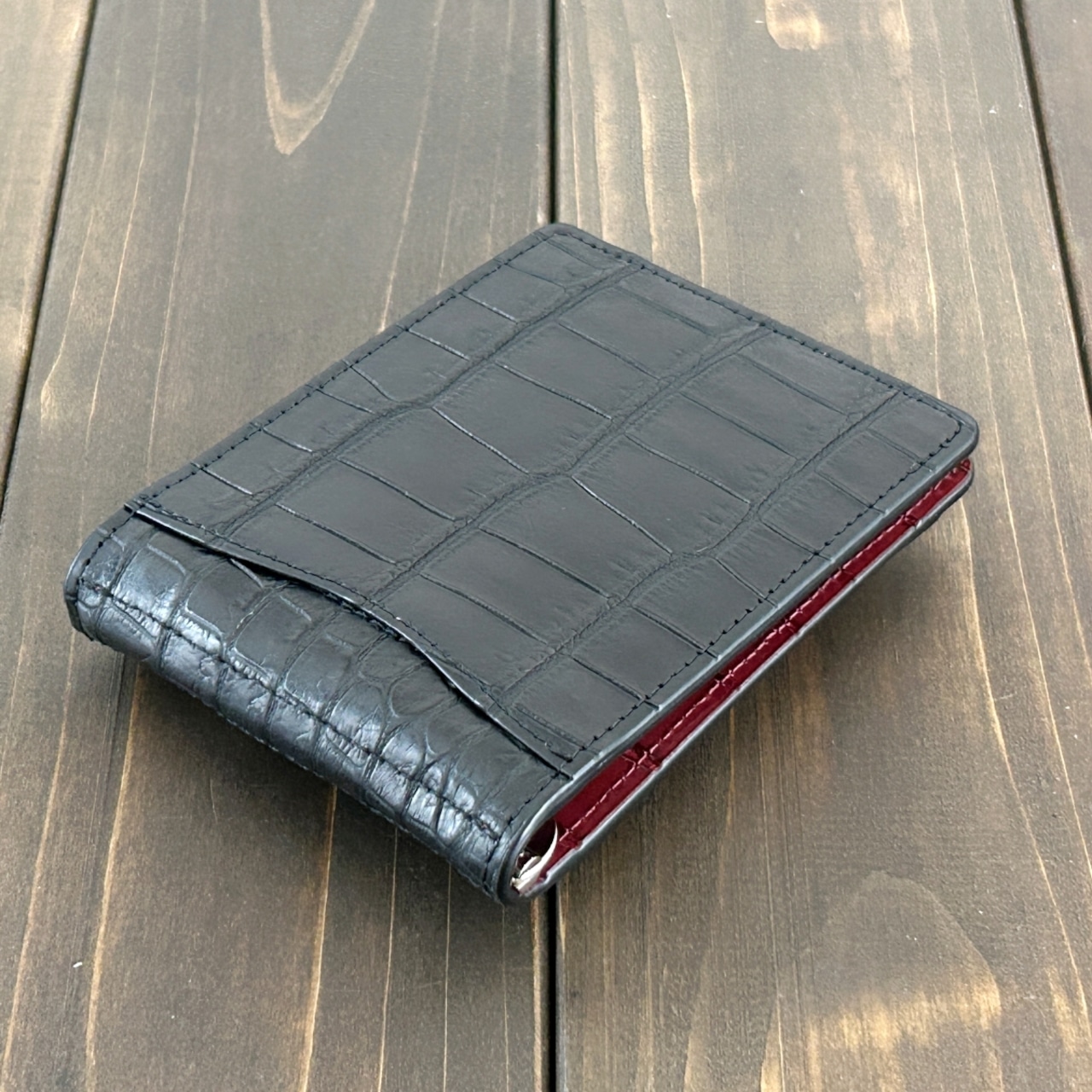 クロコダイル 無双 マネークリップ ブラック × カーディナルレッド