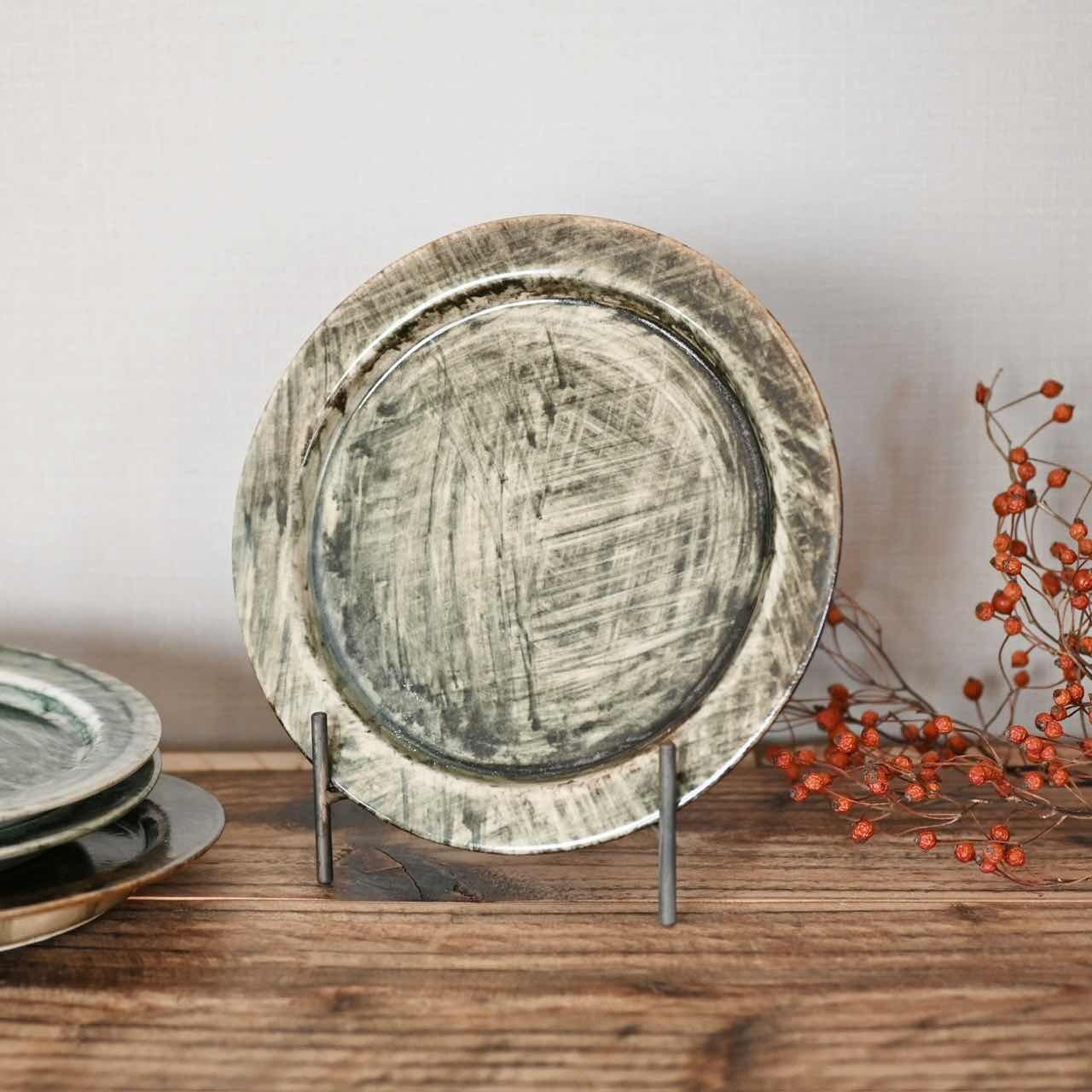 GLAZE PLATE 2color|ブラウン・グリーン 美濃焼 中皿 取り皿 レトロ 日本製 食器 うつわ 雑貨屋