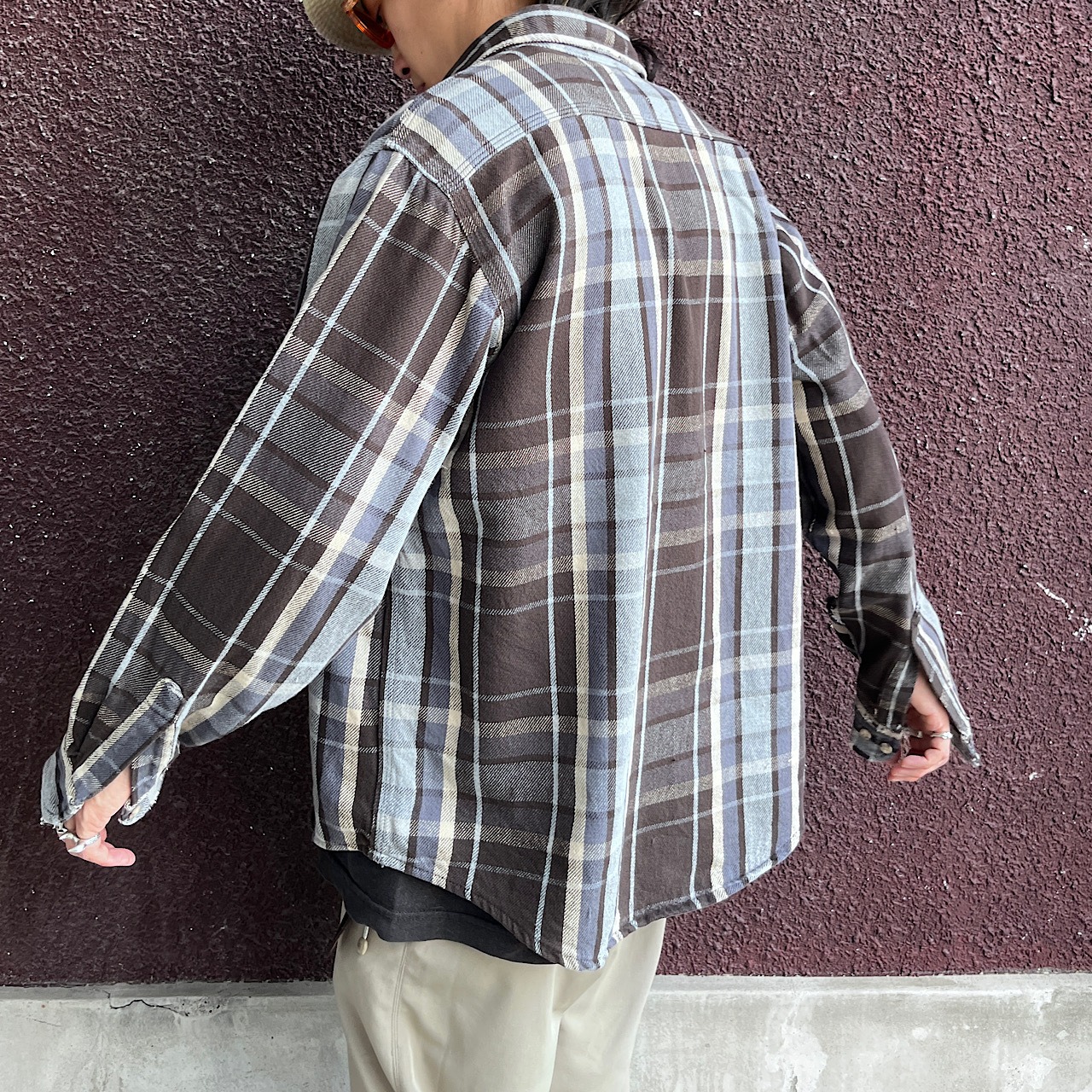 80年代〜 襤褸 Carhartt カーハート 長袖 ヘビーネルシャツ チェック 