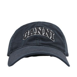 【GANNI】Washed Cotton Canvas Cap Emb