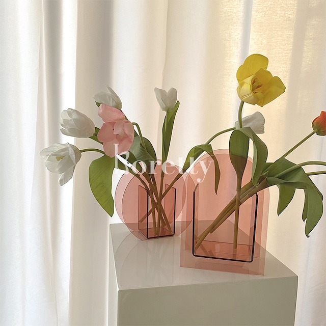 【VASE】透明ジオメトリプラスチックベース 全2種類