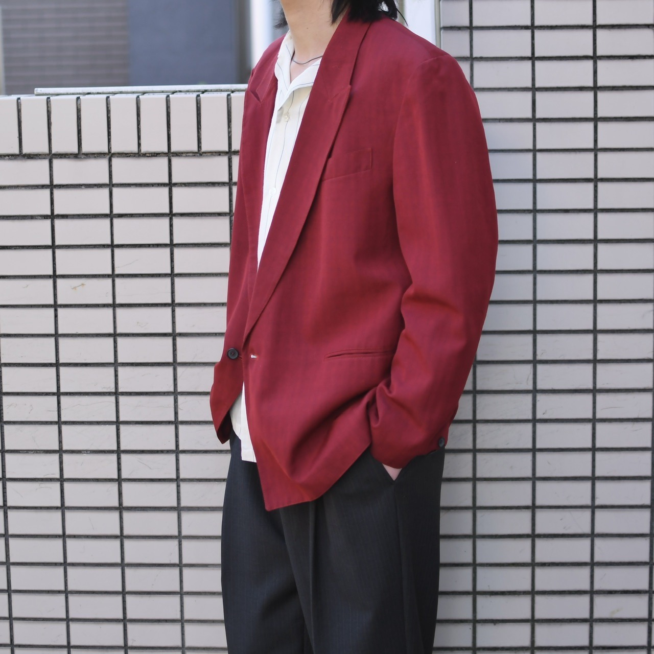 check tailored jacket red
