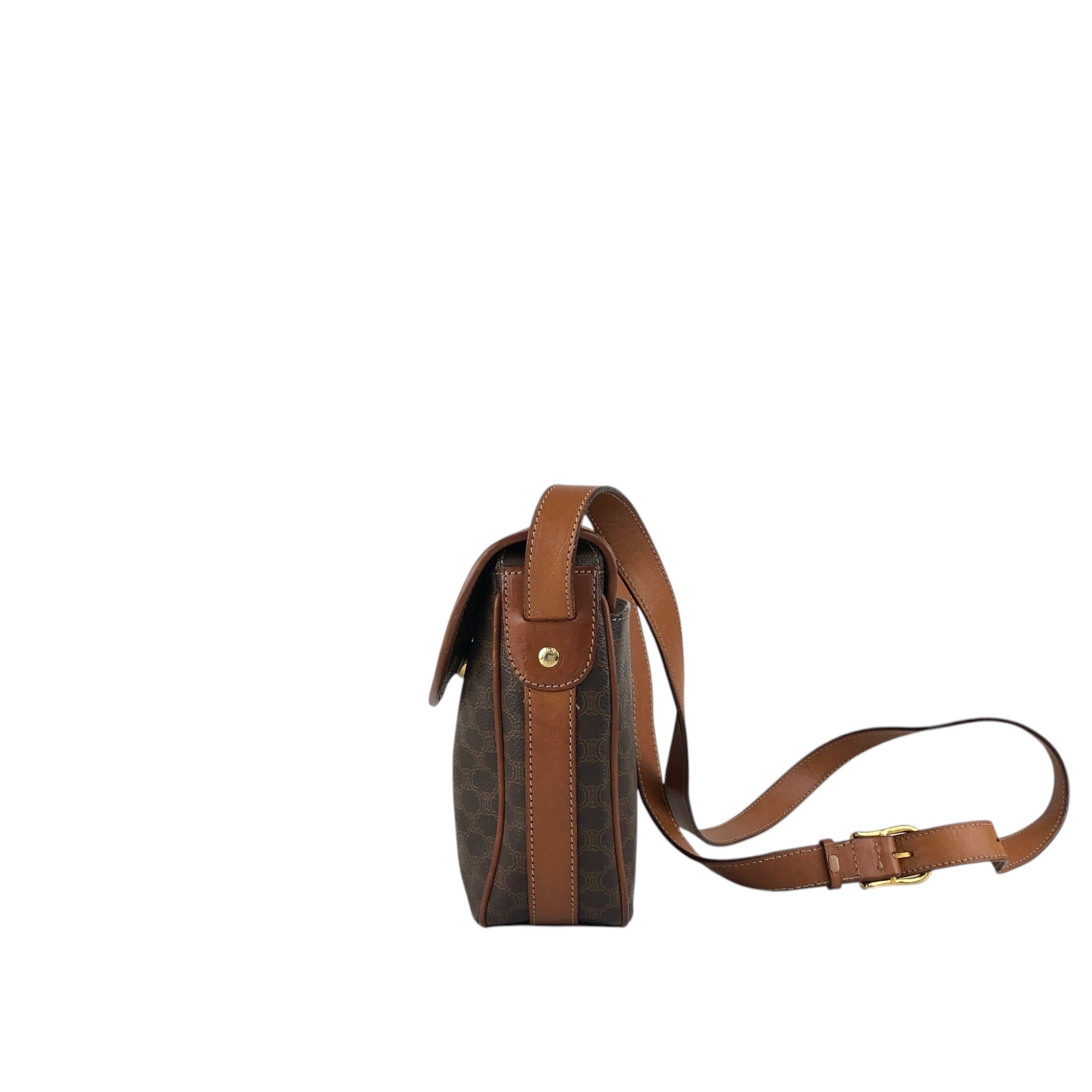 CELINE セリーヌ マカダム ショルダーバッグ ブラウン ブラゾン型押し