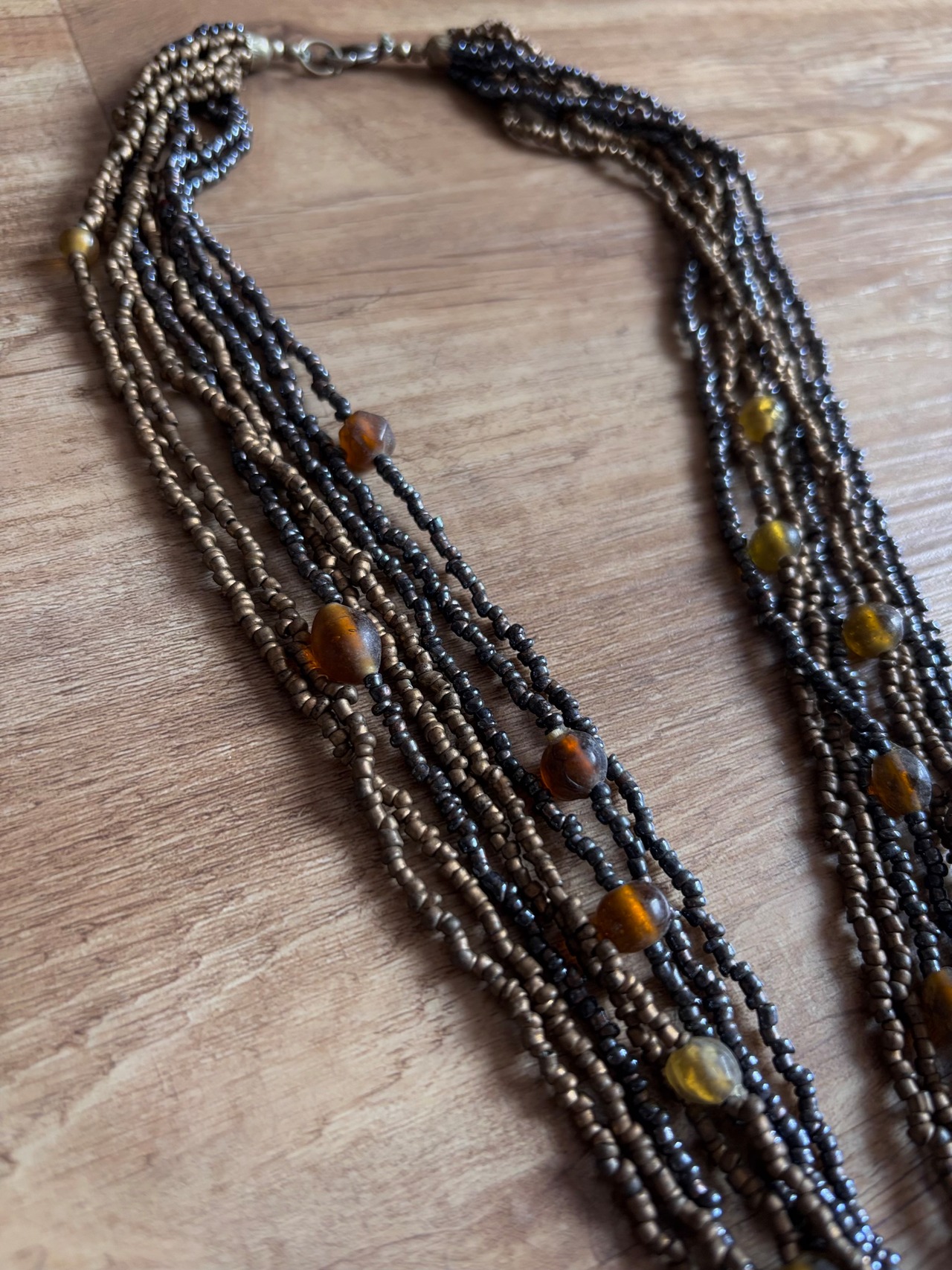 multi strand beaded shell pendant necklace-5145-8