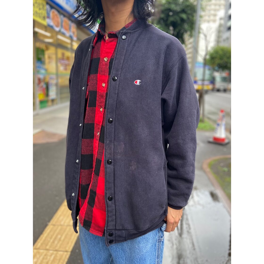90s チャンピオン Champion リバースウィーブ スナップカーディガン 