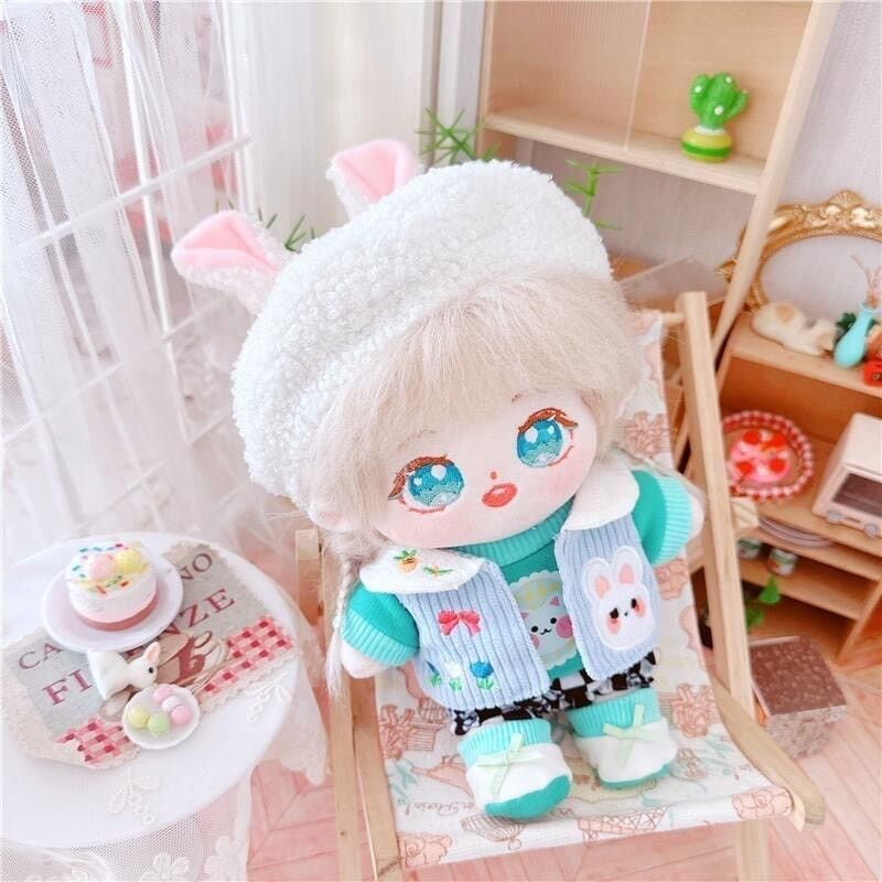 ぬい服 20cm うさ耳の靴付きカジュアル遠足コーデ かわいい ピンク