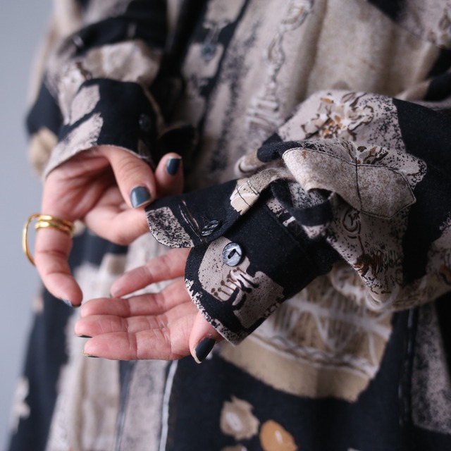 dark coloring art flower full pattern over silhouette shirt