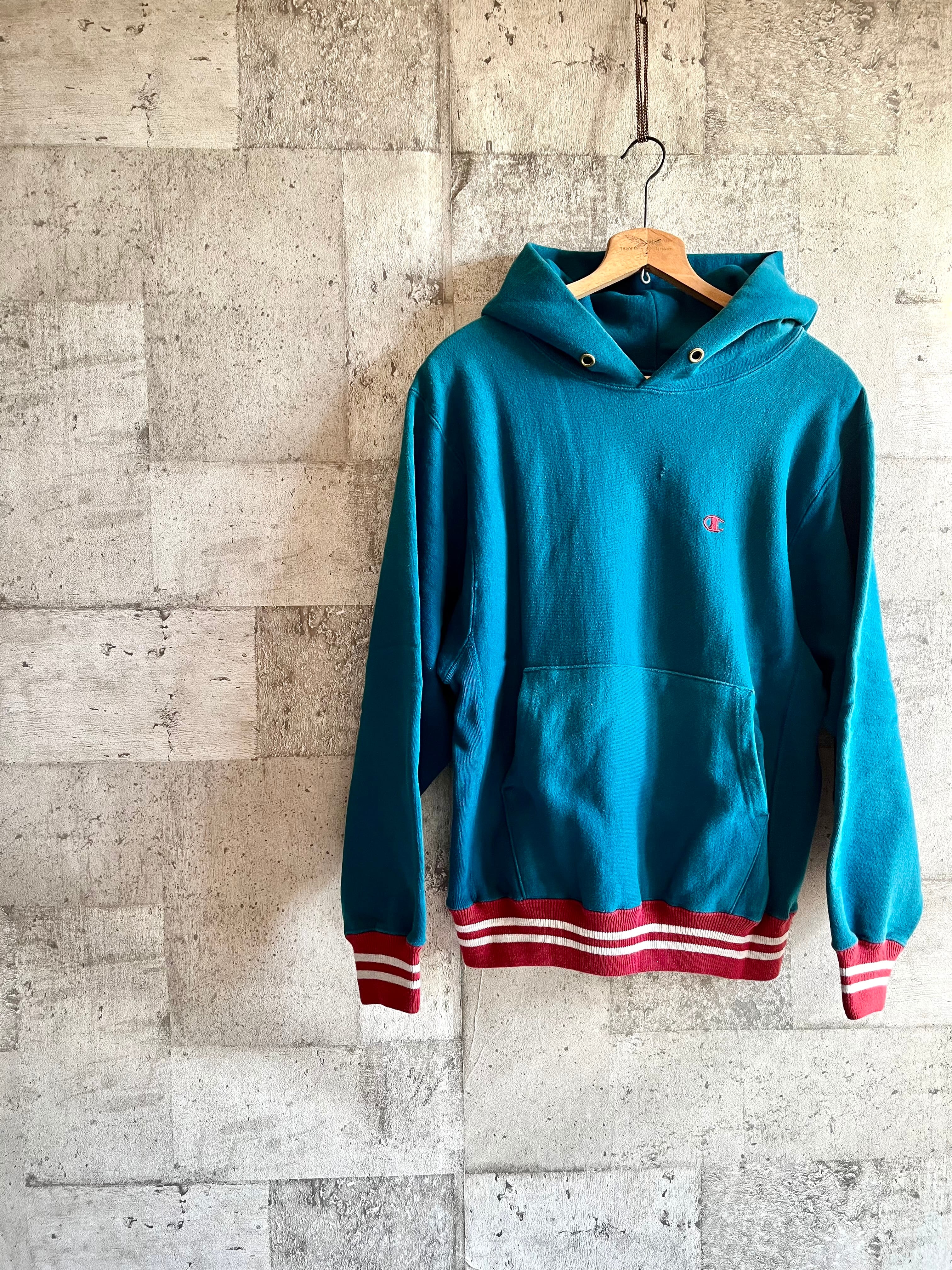 90s USA製 CHAMPION REVERSE WEAVE SWEAT PARKA RIB-LINE TWO-TONE OLD