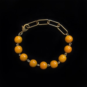 Mustard yellow beads & chain bracelet