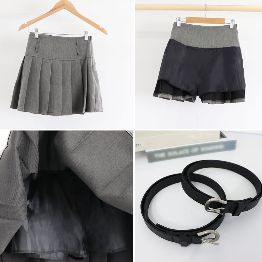 プリーツミニスカート インナーパンツ付き セクシー ボックススカート