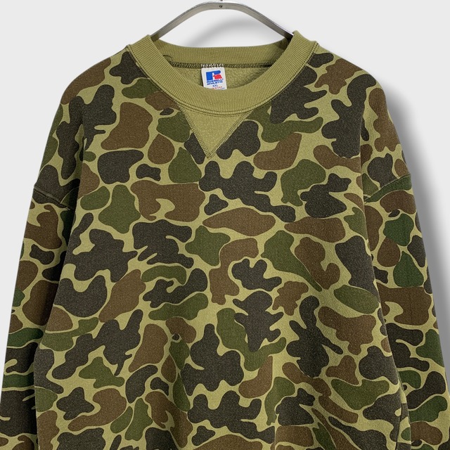 90s USA ラッセル  迷彩柄スウェット ダックハンターカモ XXL レア