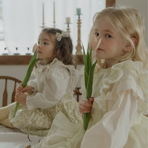 秋レースフリルオーガンザブラウス3色