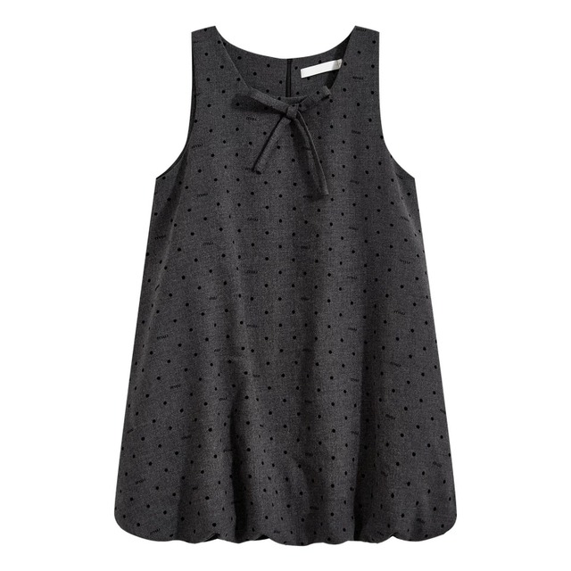 Dot ribbon balloon mini dress　B1260
