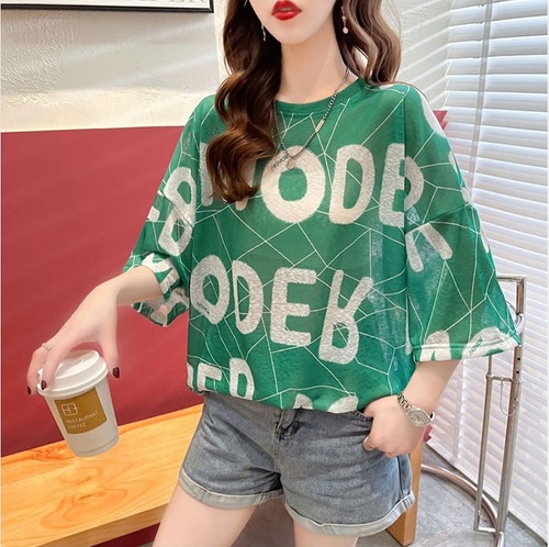 【春夏新作】ファッション/人気Ｔシャツ♪グリーン/ブラック/ホワイト3色展開◆#sebotv-y10217