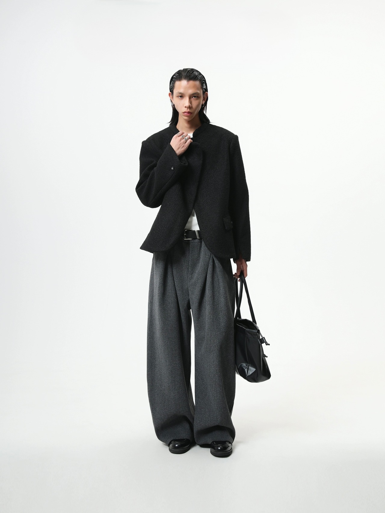 BOOGOOVOGUE Collarless Wool Jacket