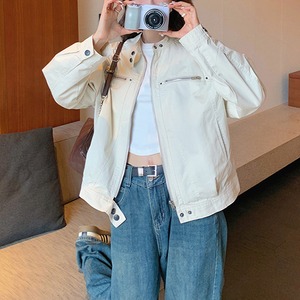 【送料無料】 ジャケット ブルゾン レディース 春秋 韓国 ライトアウター 大人 きれいめ シンプル カジュアル ライトアウター スタンドカラー ナチュラル ゆったり 体型カバー 大人可愛い 大人女子