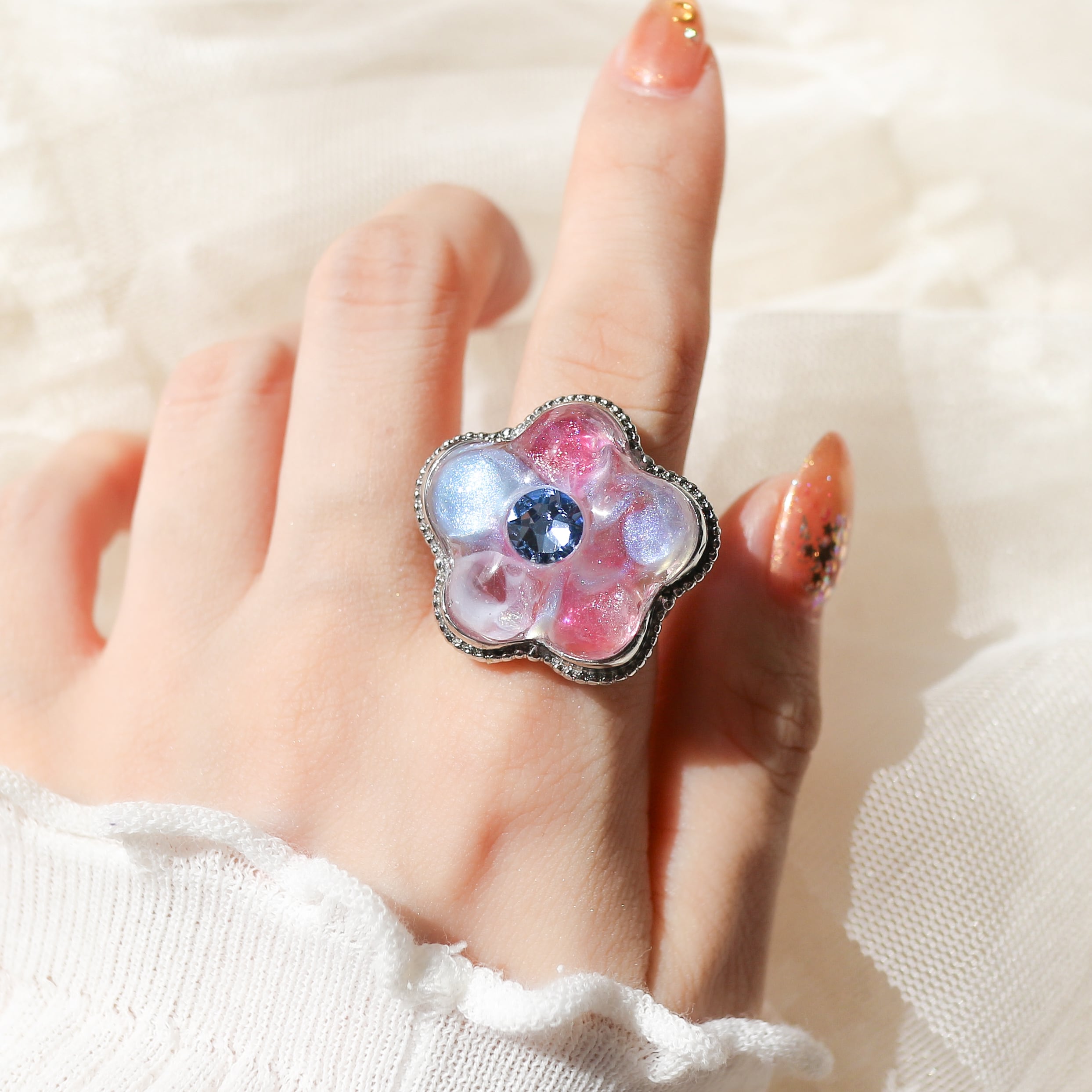 flower ring (pink blue) | マルベリコ