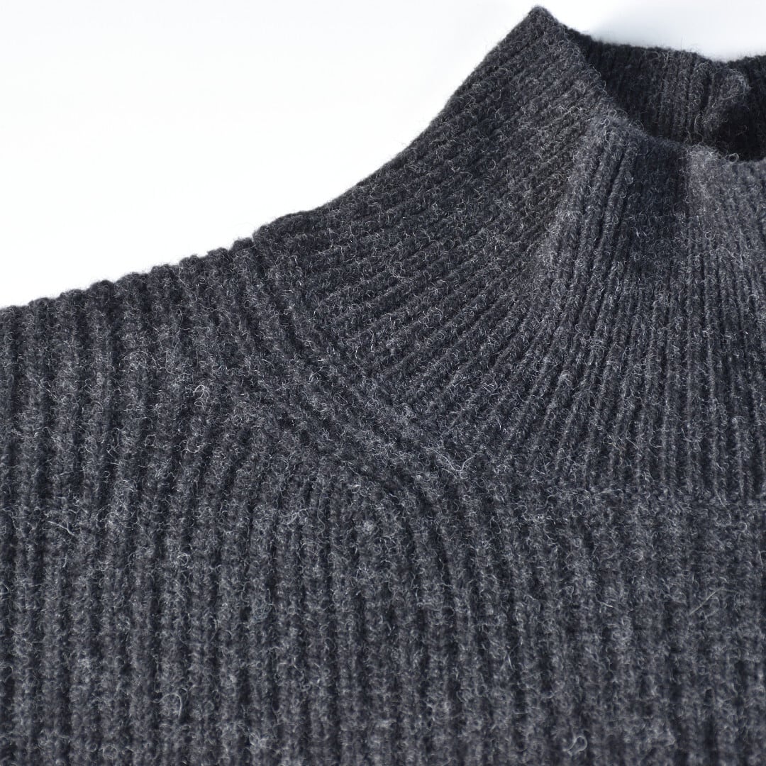 evam eva エヴァムエヴァ wool fox aze vest ウールフォックス畦ベスト・チャコール【送料無料】