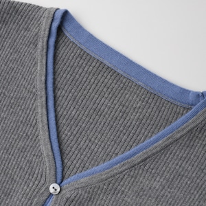 color block v-neck knit cardigan J00095