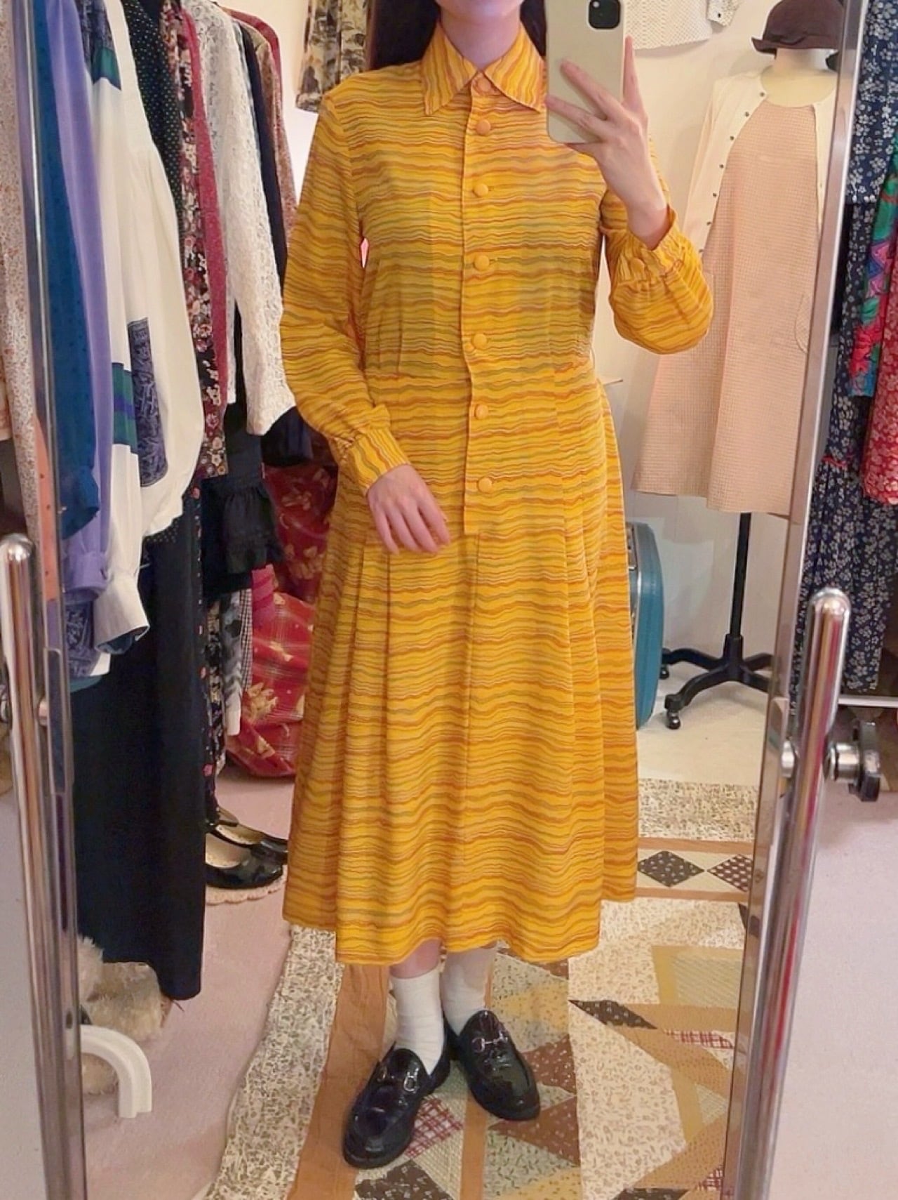winding stripe yellow one-piece