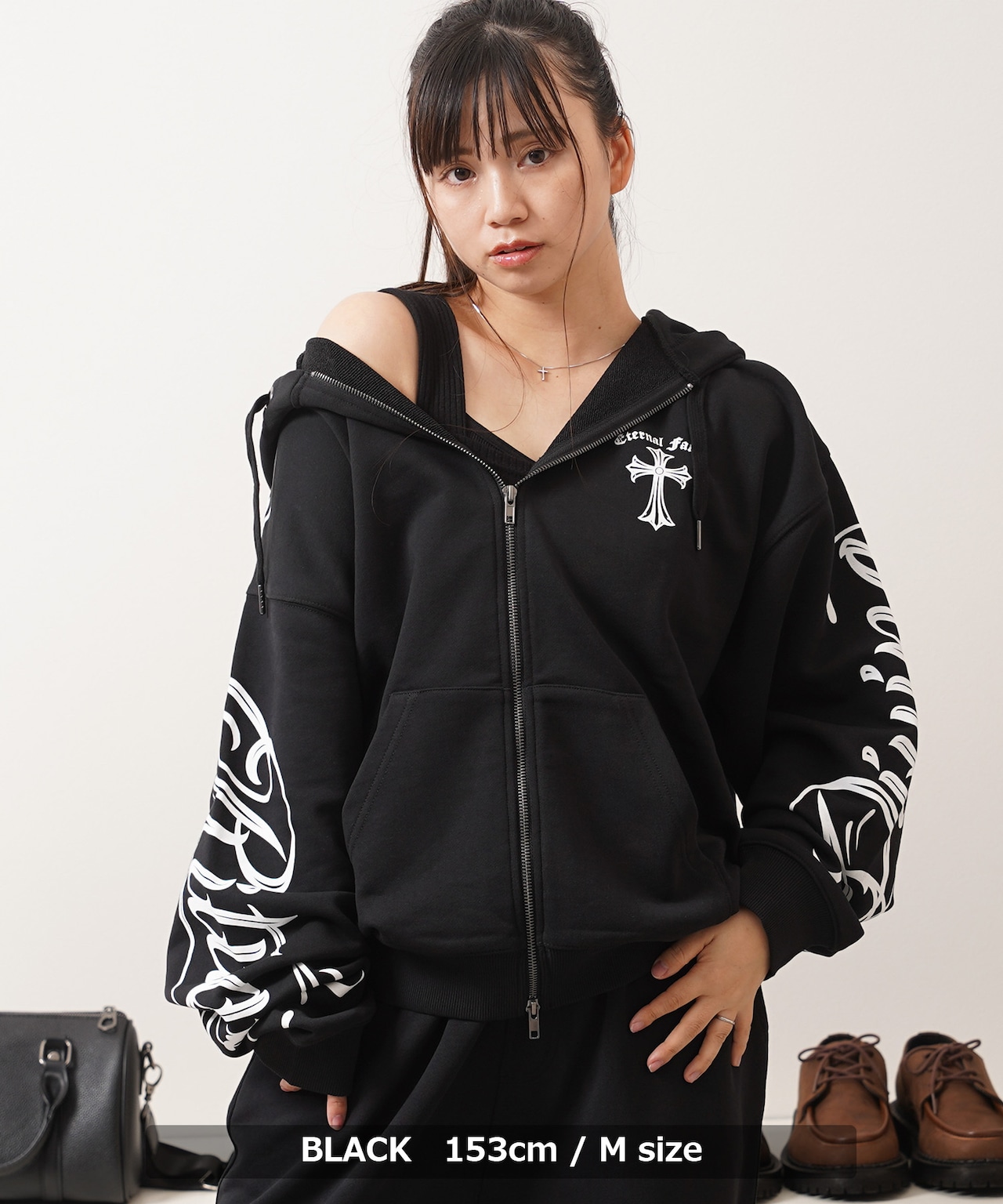 ◆捲縮裏毛 レタリング ZIPパーカー◆sb-g9451762n